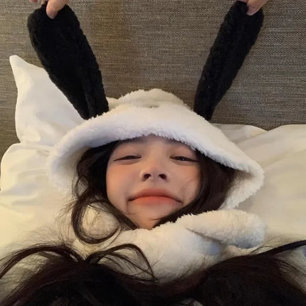 Snoopy Kawaii Plush Hat Women Girls Winter Autumn Headgear Peripheral Cute Creative Plush Scarf Fashion Wool Ear Hat Scarf Gift