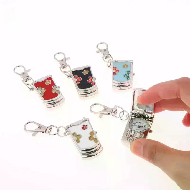 1 Piece Fashion Retro Cute Backpack Pendant Flip Phone Keychain Watch Hanging Watch Creative Gift