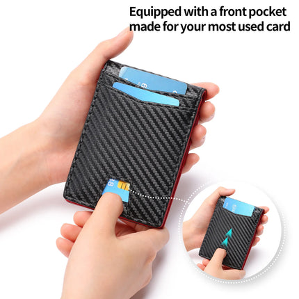 Ultra-Thin Carbon Fiber Wallet for Men - RFID Blocking Dollar Clip Design, Slim Synthetic Leather Card Holder Minimalist Style