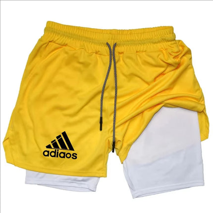 Men'S Compression Shorts Summer Gym Fitness Running Training Sports Shorts Two-In-One Mesh Breathable Quick-Drying Shorts