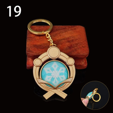 Anime Game Genshin Impact Vision Keychain Luminous 7 Element Weapons Eye Of Original God Toy Luminous Keyring Bag Pendant Gift