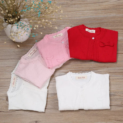 0-11yrs Red Kids Cardigan Sweater Girl Outerwear Long Sleeve Cotton Girls Jacket 1 2 4 6 8 10 11 Years Old Kids Clothes 175024