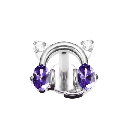 F136 Titanium Alloy Fashion Purple Zirconia Stud Earring Set with Cartilage Piercing Lip Stud and Ear Lobe Body Piercing Jewelry