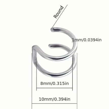 Fashion Stainless Steel Fake Piercing U-shaped Double Layer Ear Clips Lip Clip for Women Charms Ear Bone Nail Ear Cuff Jewelry