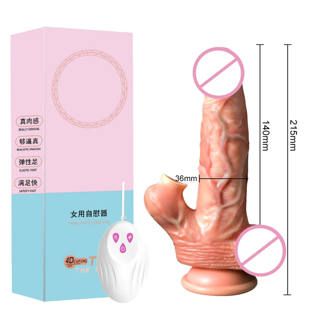 Realistic Dildo with Suction Cup Sucking Vibrator Swing Dick Thrusting Penis Sex Toys For Women Flexible Remote Control Dildo