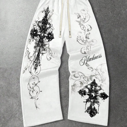 2026 Summer New Gothic Cross Harajuku Y2K Retro Unisex Pants Loose, Oversized, Casual, Fashionable Street Sports Pants