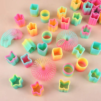 8/16PCS Mini Multi-Shaped Rainbow Magic Springs Circle Toys Kid Birthday Party Favors Giveaway Gifts Souvenir Pinata Fillers