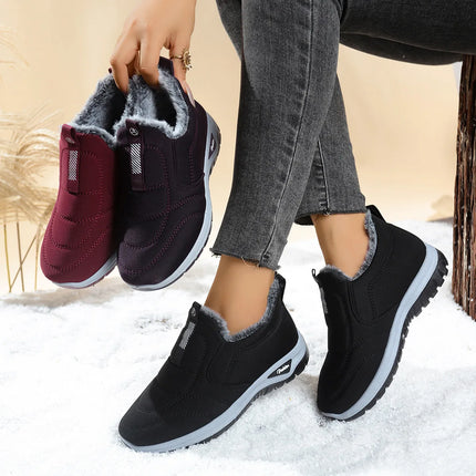 Women's Thickened Fleece Lined Boot Comfortable Warm Cotton Shoes round Toe Flat Heel Casual Style Ideal for Winter Season