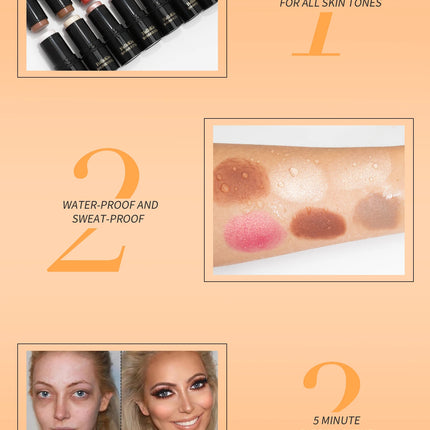 Face Brown Bronzer Contour Stick Face Foundation Makeup Pen Lasting Smooth Contour Shadow Blusher Highlight Concealer Cosmetics