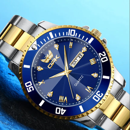 OPK 8171 Men's Watches Simple Casual Original Quartz Watch for Man Waterproof Stainleess Steel Luminous Dual Calendar Display