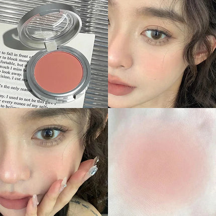 Single Matte Blusher Palette Blush Cream Contour Makeup Face Blusher Natural Cheek Tint Brighten Waterproof Peach Blush Cosmetic