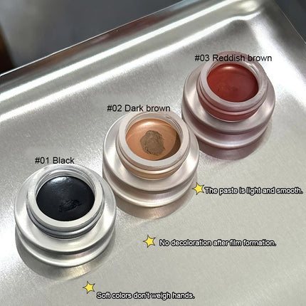 Waterproof Matte Red Eye Liner Paste with Blade Brush Soft Easy Coloring Slim Bold Gel Eyeliner Silkworm Cream Natural Tint