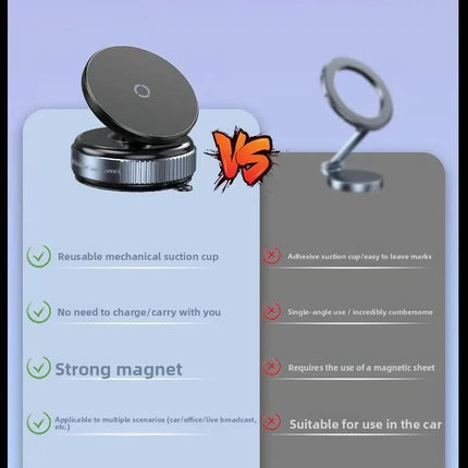 Strong Magnetic Phone Holder Foldable Design 360° Adjustable Vacuum Car Mount For Cell Phone For iphone Live Streaming