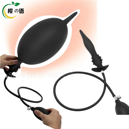 Super Long 5 Beads Inflatable Anal Plug Silicone Column Expandable Big Butt Plug Dildo Pump Ass Dilator BDSM Sex Toy for Couples