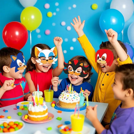 Sonic Party Masks 12pcs Set - Birthday Carnival Cosplay Props Gift