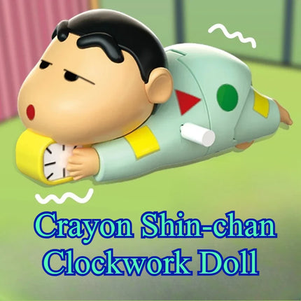 Crayon Shin-chan Clockwork Model Toy Don't Want To Get Up Anime Figure Model Toy Propel Alarm Clock Dynamic Crawl Toys Fun Gift