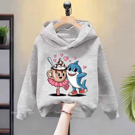 Cartoon Italian Brainrot Children's Hoodies Funny Graphic Boy Fleece Sweatshirt Tralalero Tralala Casual Sports Pullover Coats