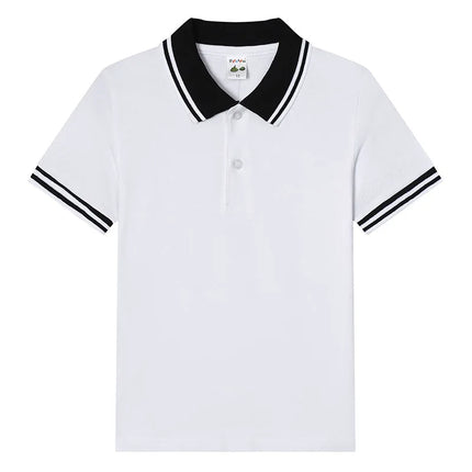 2024 Summer New Children Polo Shirt Childrens Pure Cotton Boy Thin T-shirt Short sleeved Boy Polo Neck T-shirt  3-14 Years