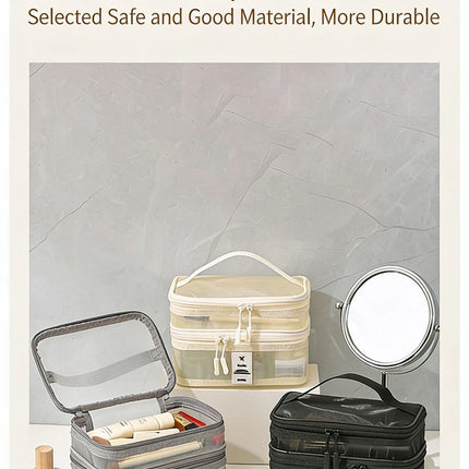 Fashion Transparent Mesh Travel Cosmetic Bag Storage Multi Layer Portable Womens Toiletry Bag Large Capacity Bag Makeup