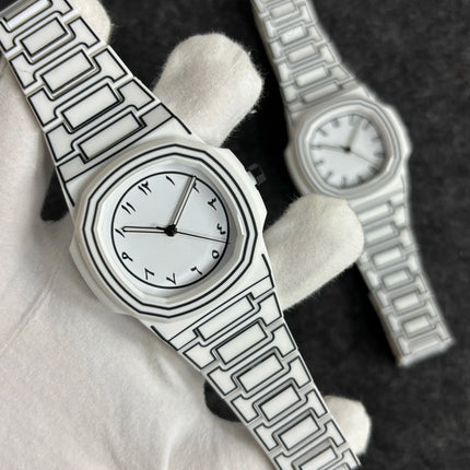 Top-quality luxurious men's sketch quartz watch with Arabic numeral display in 3D comic style