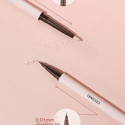 GECOMO Double-ended Lying Silkworm Pencil with 0.01mm Eyeliner Shimmer Eyeshadow Makeup