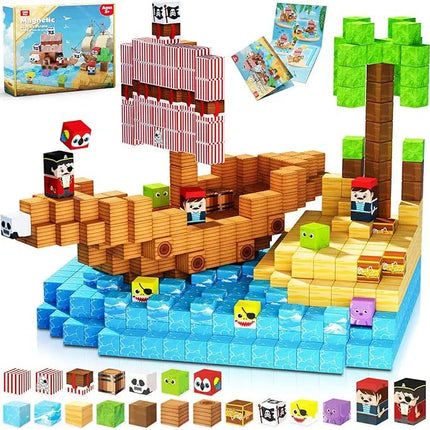 Magnetic Building Blocks Mine World Magnet Cube Set STEM Montessori Sensory Toy for Kids Boys Girls Ages 3+ DIY Model Children