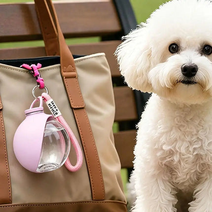 285ml Pet Drinking Silicone Bowl with Lanyard Removable Dog Feeding Bottle Leak-Proof Travel Bowl for Dogs on the Go