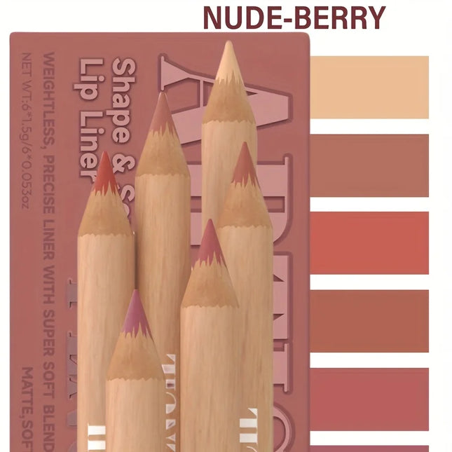6pcs/Set Nude Lip Liner Makeup Set - Natural And Long-lasting Waterproof Matte Effect Lip Liner Daily Makeup,Lip Combo Makeup