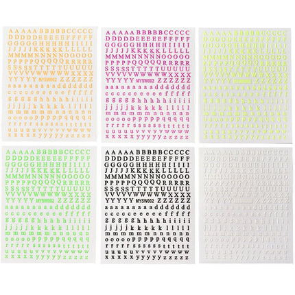 Letter Nail Art Stickers 12 Sheets / Stickers Lettres Ongles
