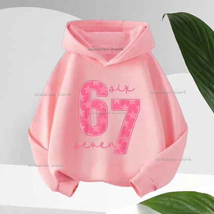 Long Sleeve Graphic Funny 67 Cute Children's Hoodies Hooded Sweatshirt Casual Fashion Novelty Fleece Boy Girl Kid Warm Pullover