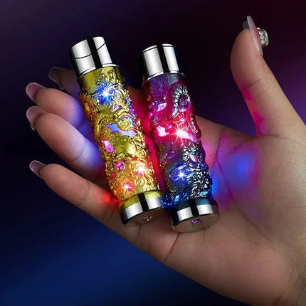 Metal Relief Lantern Inflatable Lighter Portable Windproof Butane Turbine Torch Jet Blue Flame Cigar Tool Fashionable Men's Gift