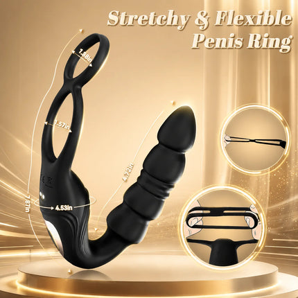 Thrusting Prostate Massager Anal Plug Male Vibrator Hands-Free Silicone Remote Control Vibrating Penis Ring Sex Toys for Men