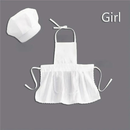 2pcs Little Chef Baby Costume Newborn Photography Props White Apron Hat Set Creative Infant Baking Cook Photo Shoot Clothes