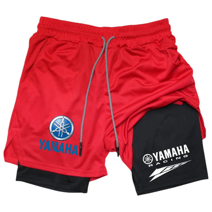 Summer Yamaha logo men's running shorts 2-in-1 double-layer gym sportswear comfortable and breathable men's sportswear