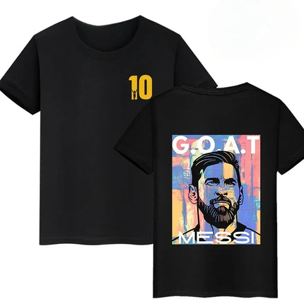 Summer Cotton Children's T-shirts Brand Sport Double-sided Messi Print Short-sleeve Casual Fashion Boys Girls Tee Top Kid Clothing