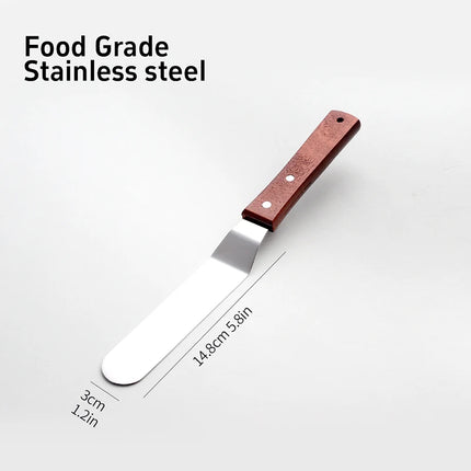 4/6/8/10In Smoother Spatula Cake Knife Stainless Steel With Wood Handle Butter Cream Icing Frosting Kitchen Knife DIY Cake Tools