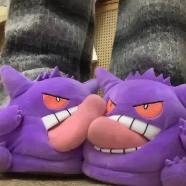New Gengar Anime Figure Plush Slippers Funny Tongue Out Design Soft Sole Cute Cozy Winter Warm Indoor Couple Home Slippers Toy