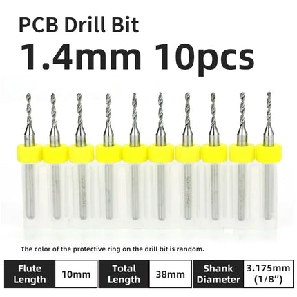 PCB Drill Bit 10pcs Tungsten Steel Micro Diameter Drill Bit Set 1/8 "Fixed Handle Mini Cnc Drill Bit 0.1-3.175mm