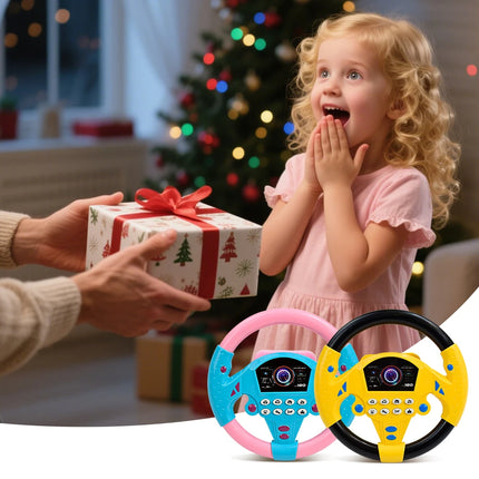 Kids Simulated Steering Wheel Toy with Music Light,Early Educational Electric Sounding Toy Small Steering Wheel Toy Gift for Kid