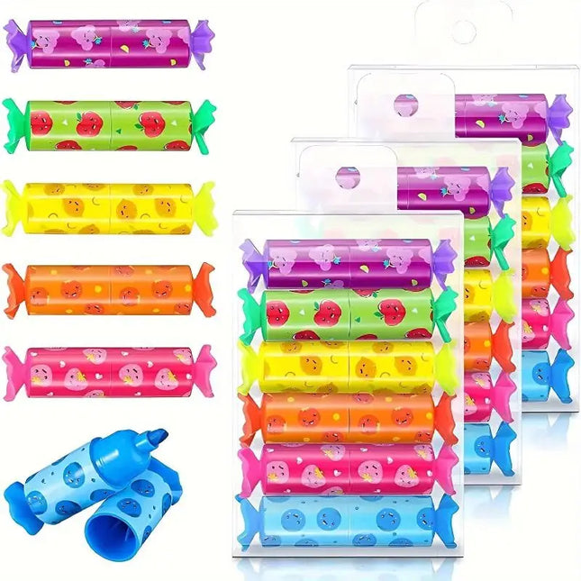 6pcs Colorful Mini Highlighter Candy Pastel Highlighter, Cute Chisel Tip Marker Pen, Party Birthday Drawing Poster Diary