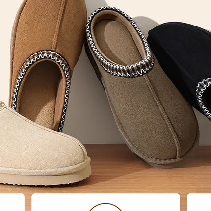 Eyriphy Size 36-37 to 48-49 Women's New Genuine Suede Slippers Winter Slip On Memory Foam Furry Shoes Comfortable Home Slippers
