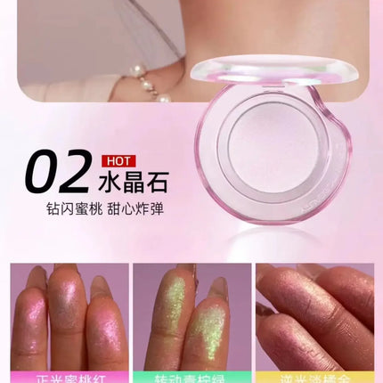 RMT Chameleon Highlight Pink Purple Fine Powder Cream Blusher Shiny ROMATIC Face Brighten High Gloss Integrated Plate Makeup
