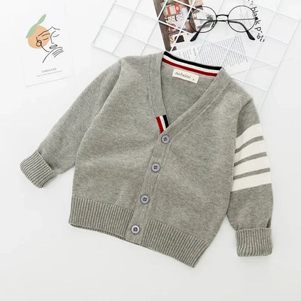 Kids Striped Knitting Cardigan Sweater Autumn Winter Boy Girl Pullover Sweater Boys Tops Outfit Clothing Children Soft Clothes