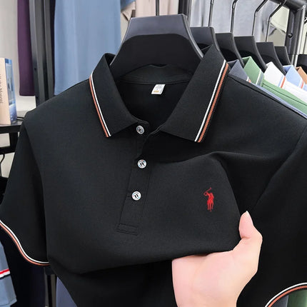 Summer new men's business short sleeved polo shirt T-shirt personalized luxury brand Pony embroidery casual comfortable clothing