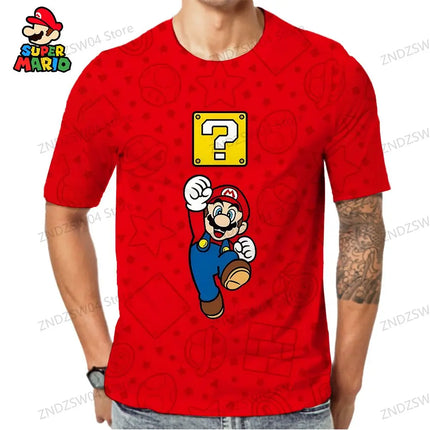Men's Children's T-Shirt Mario Y2k 2024 Streetwear Anime Short Sleeve Tops Mens Clothes Quick Dry 110-6XL Harajuku Style Fashion