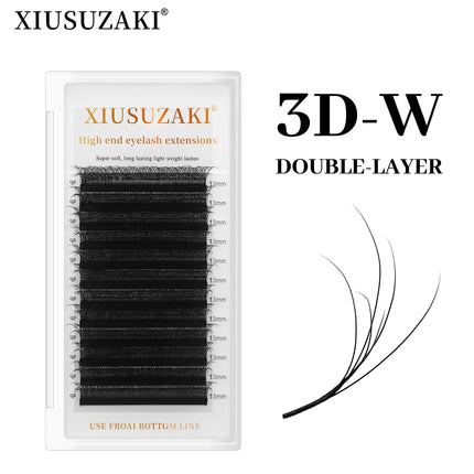 XIUSUZAKI Double Layers W Shaped YY 3DW 4DW Lashes Extensions C+D Curl False Eyelashes Extensions Premade Volume Fans Lashes