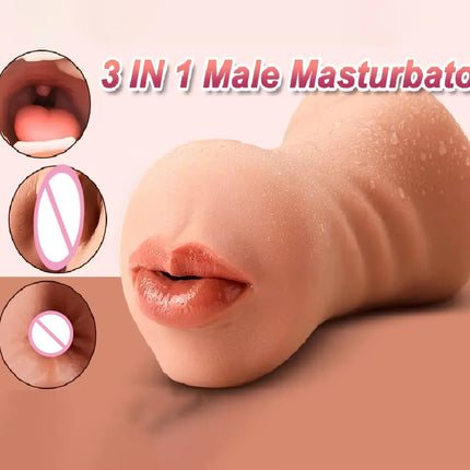 3 In 1 Pocket Pussy Male Masturbator Adult Sex Toy For Men Penis Stimulation Blowjob Stroker Tight Anus