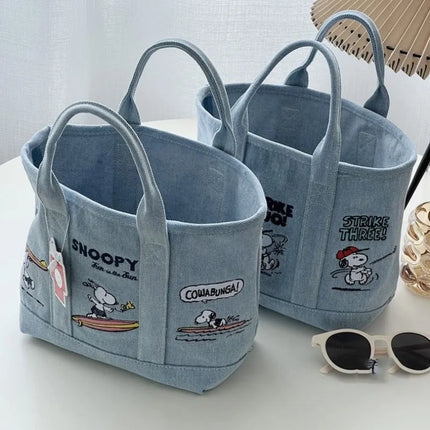 Snoopy Canvas Bag Cute Embroidered Shoulder Bag Fashion Minimalist Tote Bag Outward Handbag Exquisite Commuter Bag Christmas Gif