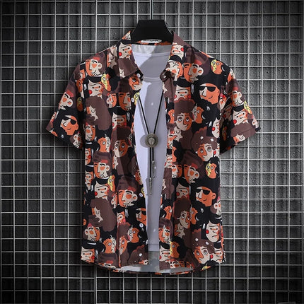Stripe Men's Shirt Flower 3D Print Shirt Casual Short-sleeved Tops Beach Party Shirts Man Hawaiian Shirt Male Clothes Loose