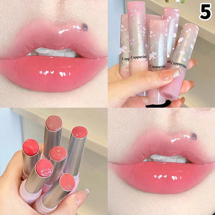 - Cappuvini Flowery Dish Language Lip Gloss Mirror Lip Glaze Beep Lip Water Light Lasting Makeup Not Easy To Dip Cup Makeup -